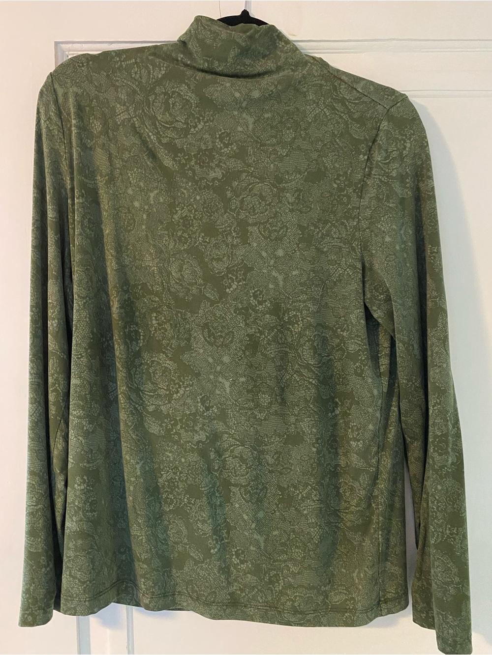LOFT Olive Green Floral-Print Turtleneck Top